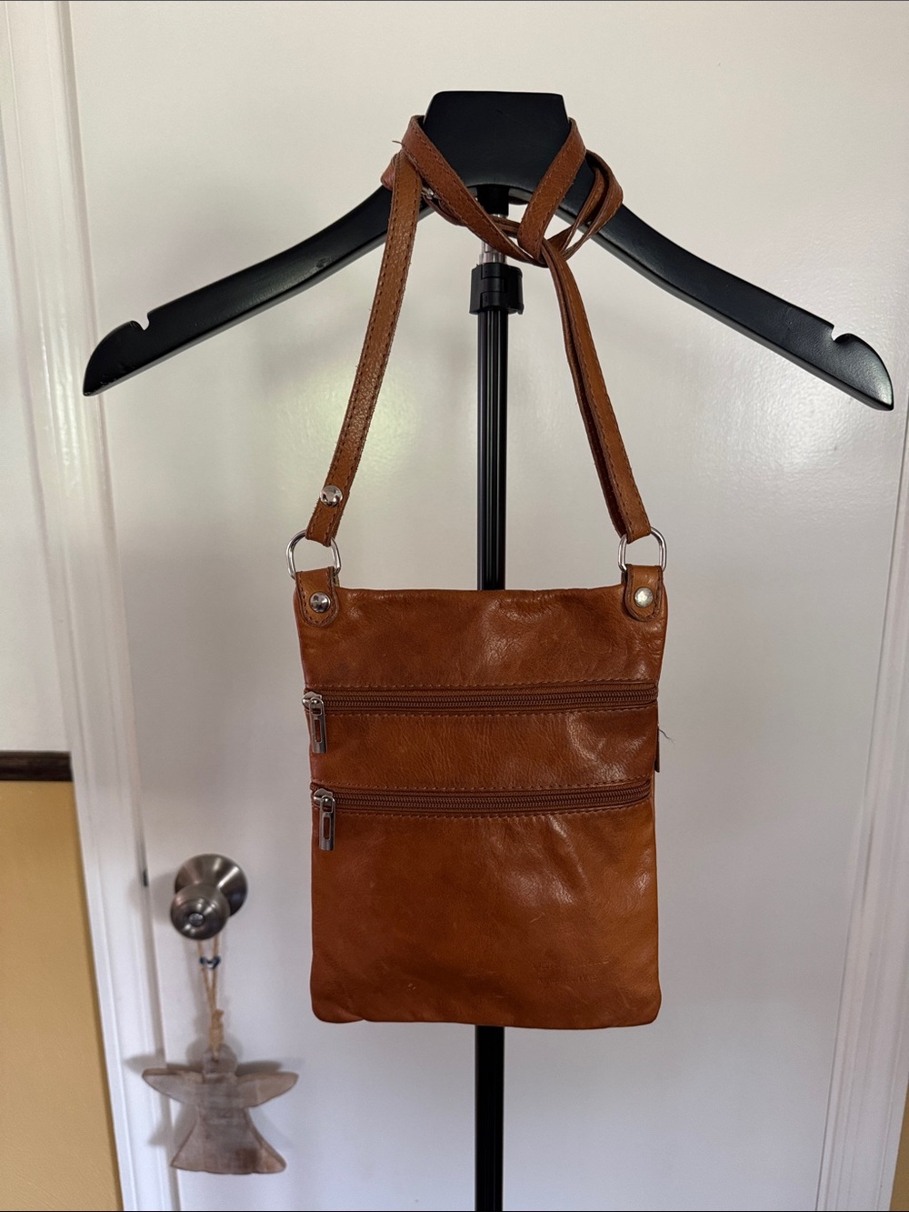 Classic Brown Leather Crossbody Bag for Men
